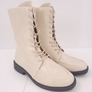 Journee Collection Nikks Bone Laced Zipper Calf Boots Cushioned Womens 9.5 Shoes